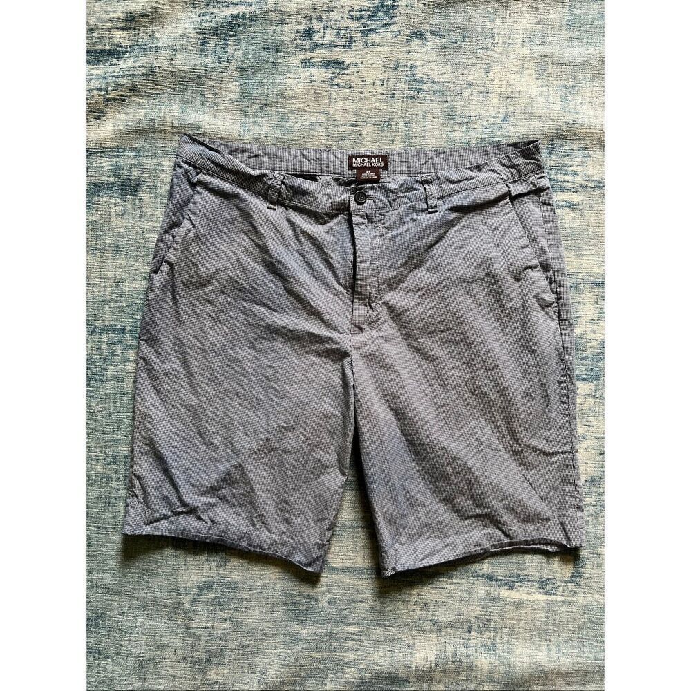 Michael Kors Blue White Micro Plaid 100% Cotton Shorts Size 34